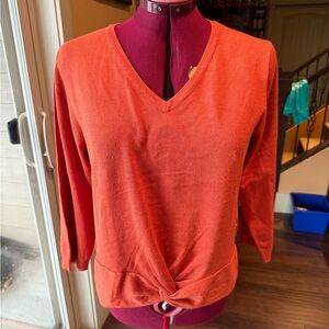 Orange Three Quarter Length Sleeve Sweater